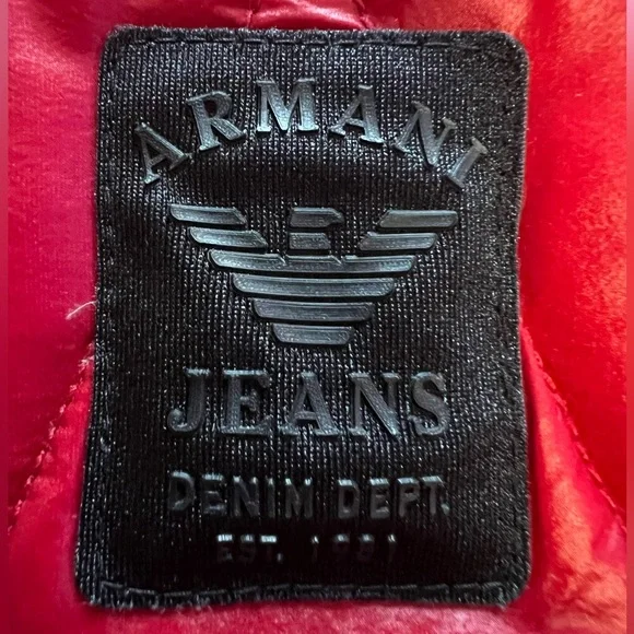 Armani Jeans Red Quilted Jacket - Picture 2 of 7